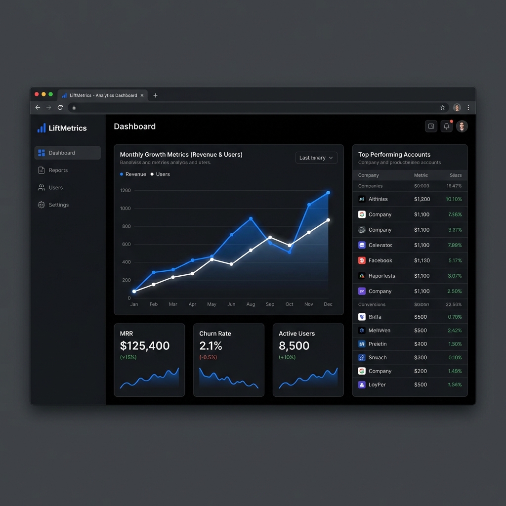 LiftMetrics - SaaS analytics platform website